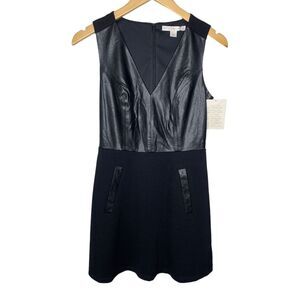 Boston Proper sleeveless faux leather dress black size 2